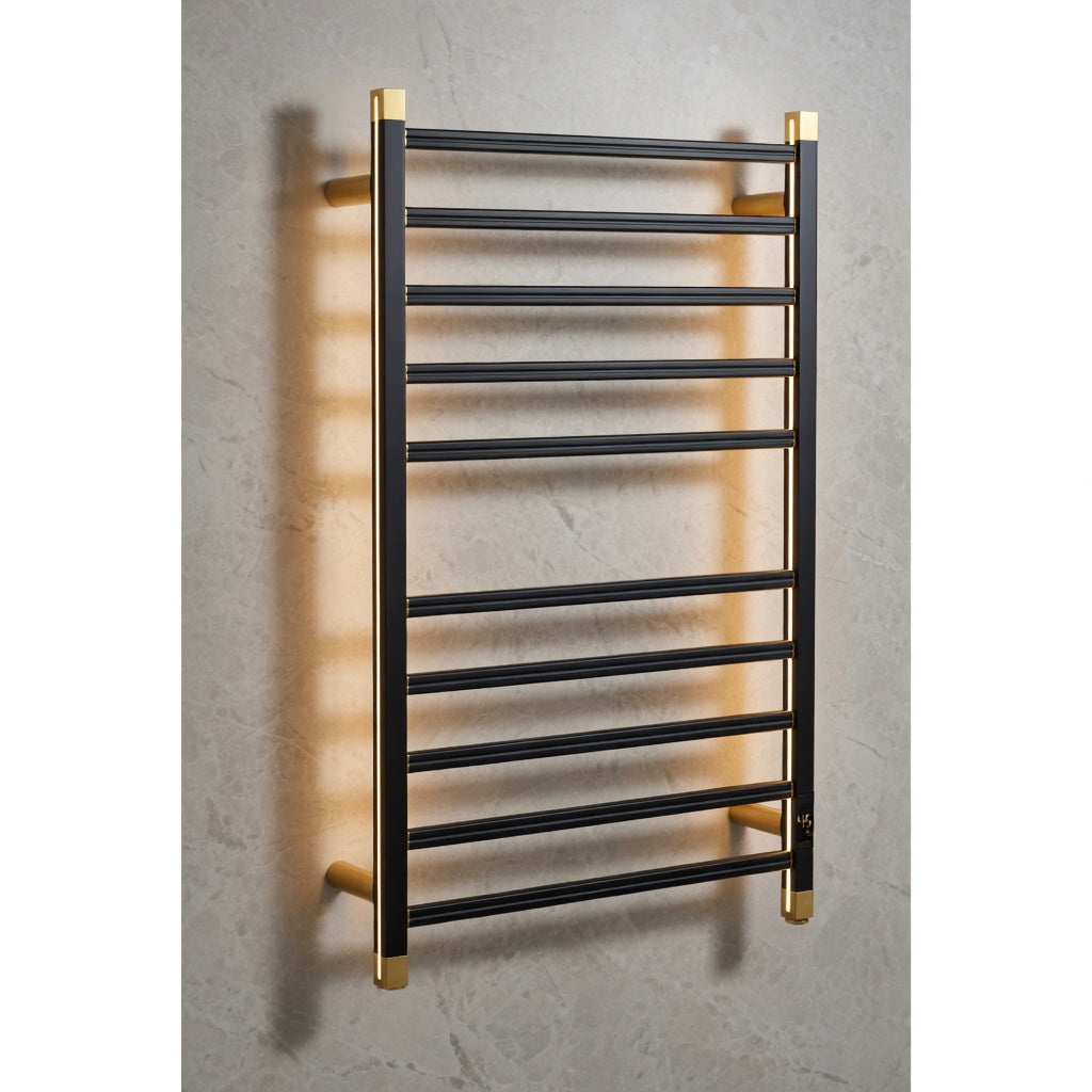 Nexus Luxe 10-Bar Heated Towel Rack | Electric Towel Warmer | Wall Mounted | Polished Stainless Steel