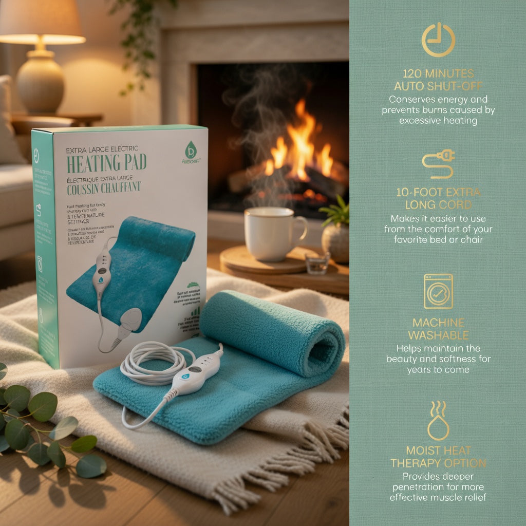 Nexus ThermoRelief | Fast-Heating Electric Pad | Machine Washable Microplush | ETL Certified