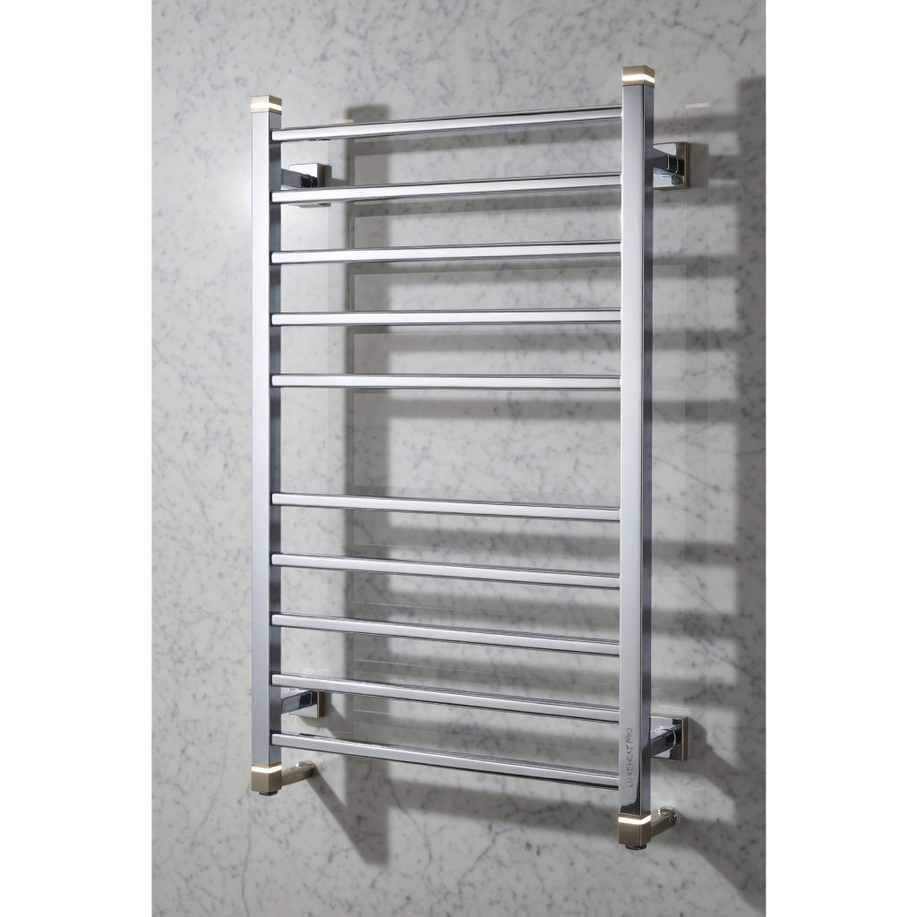 Nexus Luxe 10-Bar Heated Towel Rack | Electric Towel Warmer | Wall Mounted | Polished Stainless Steel