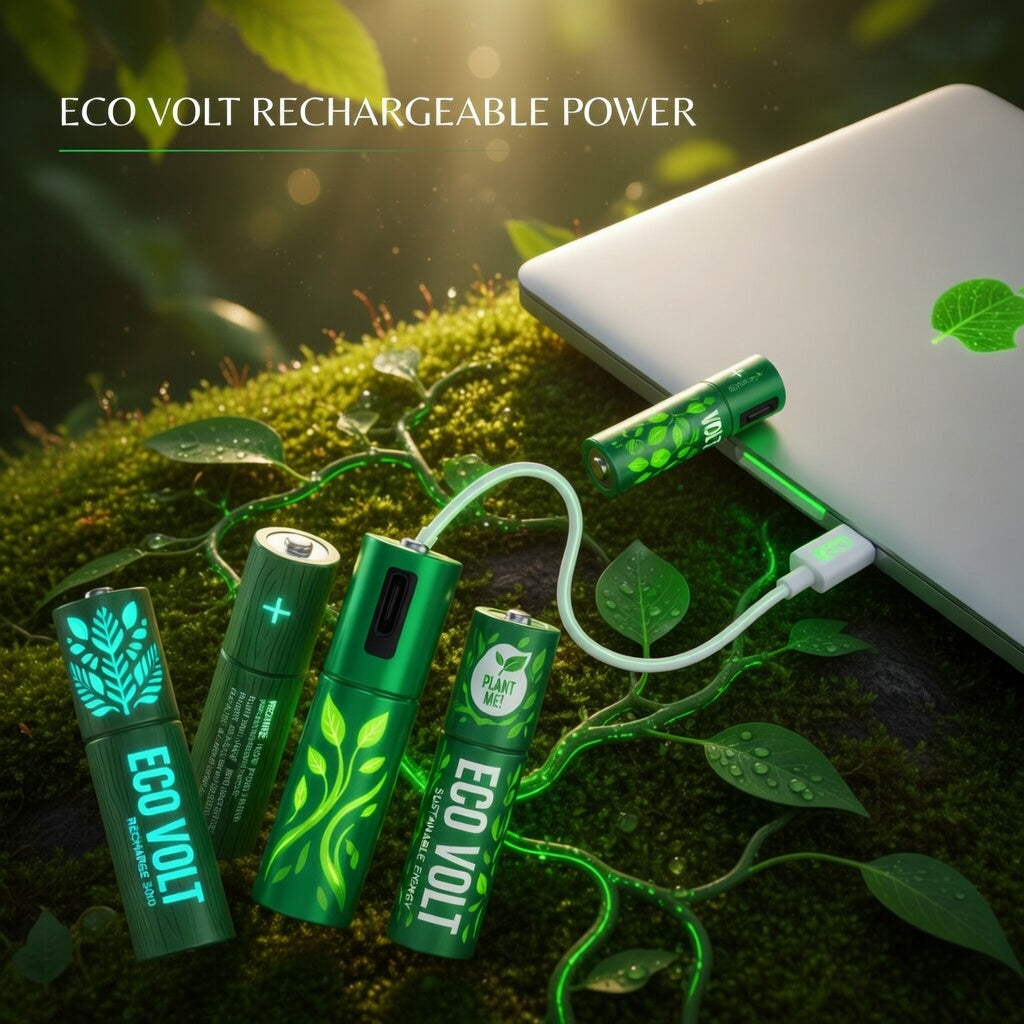 Nexus EcoVolt | USB Rechargeable AA AAA Batteries | 1.5V Lithium-Ion | 4-Pack | Quick-Charge Tech