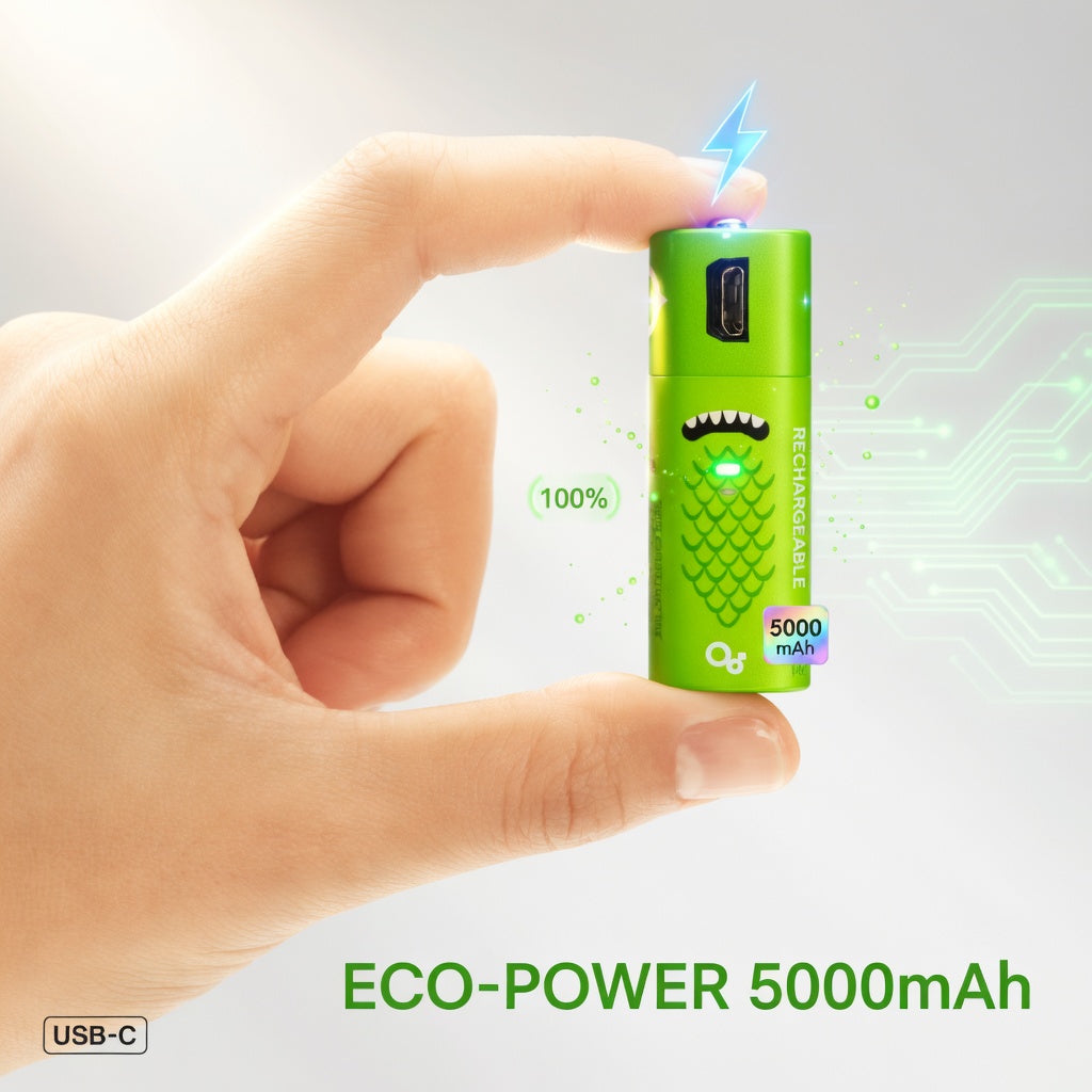 Nexus EcoVolt | USB Rechargeable AA AAA Batteries | 1.5V Lithium-Ion | 4-Pack | Quick-Charge Tech